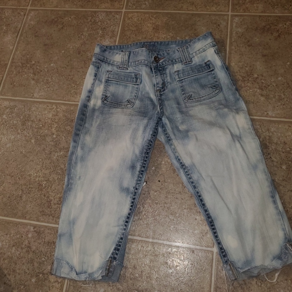 Piama womens 7 cropped distressed capri jeans nwot